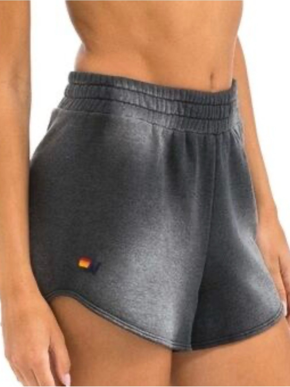 34. Aviator Nation Charcoal Gray Athletic Shorts with Small Sunset Logo